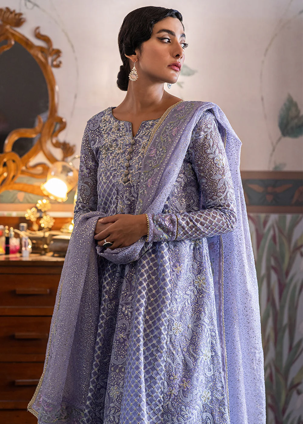 Lavender Organza Net Pakistani Suit | Mushq | Qala Kamdaani | Neha - Image 9