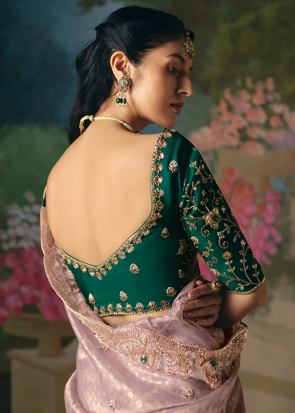 Lavender Premium Fancy Fabric Embellished Designer Saree - Image 3