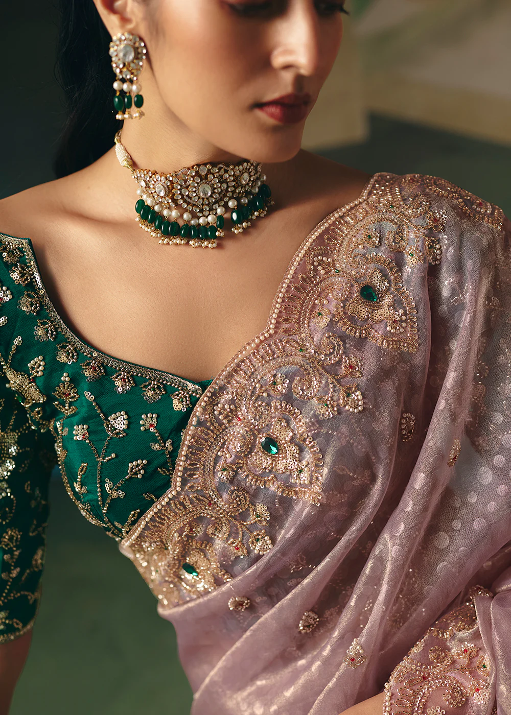 Lavender Premium Fancy Fabric Embellished Designer Saree - Image 4