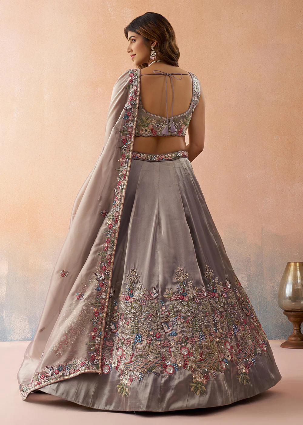 Lavender Sequins & Zarkan Designer Wear Lehenga Choli - Image 3