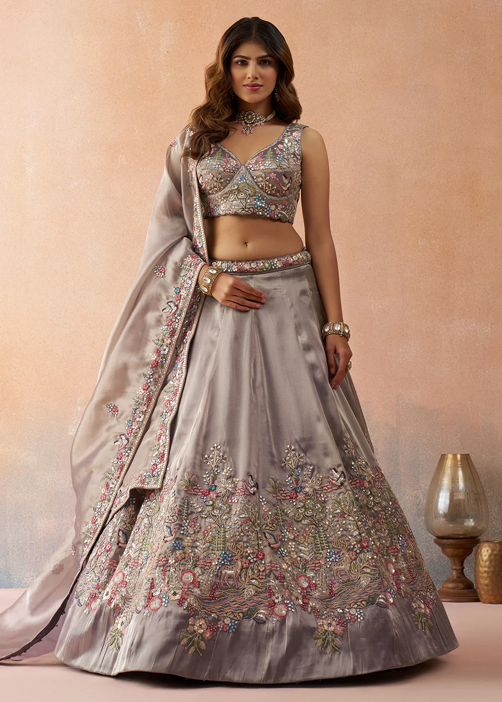 Lavender Sequins & Zarkan Designer Wear Lehenga Choli - Image 4