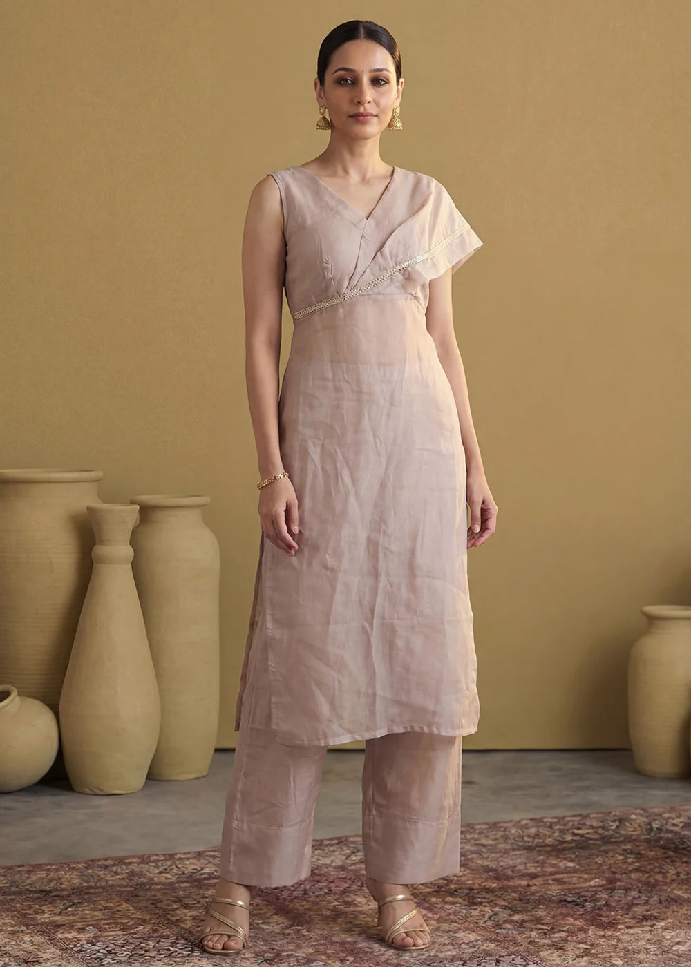 Lavender Silk Designer Indo Western Style Dress