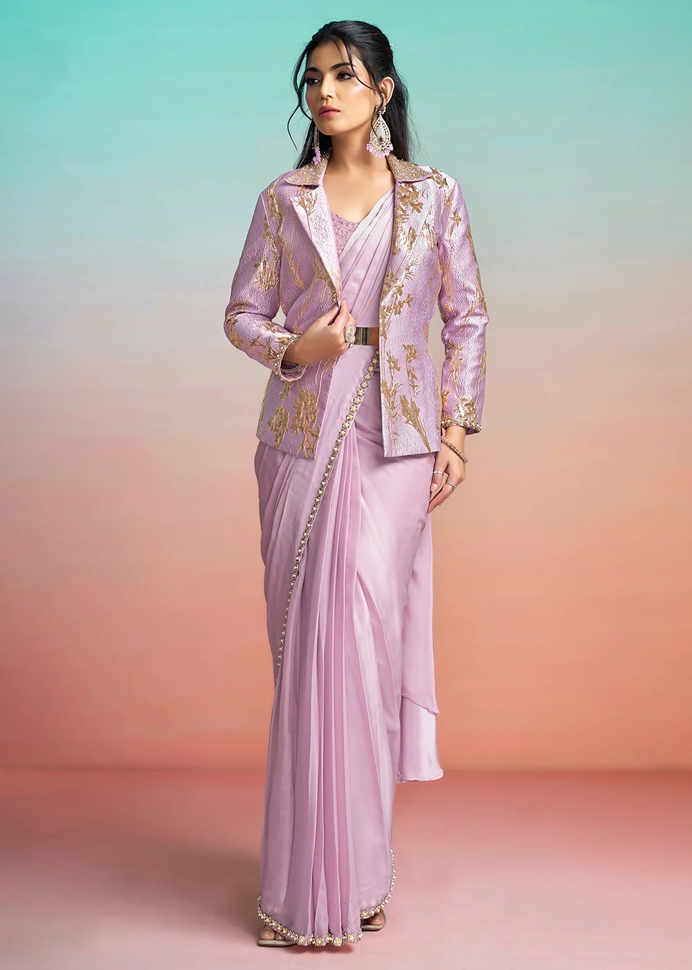 Lavender Wedding Party Ready to Wear Saree