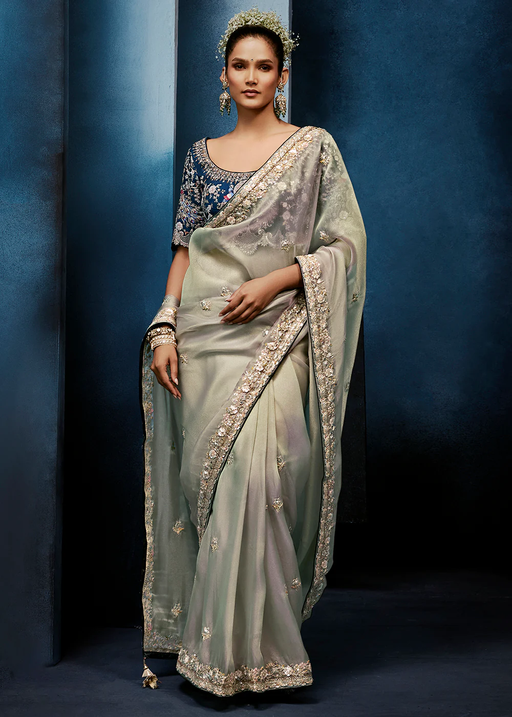 Light Green High-Grade Pure Fancy Fabric Designer Saree