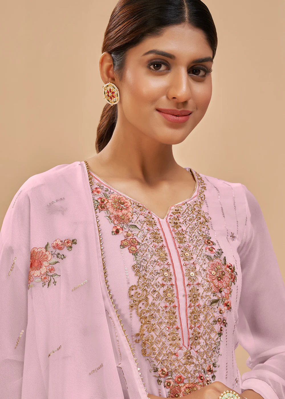 Light Pink Beautifully Embroidered Elegant Salwar Kameez - Image 2