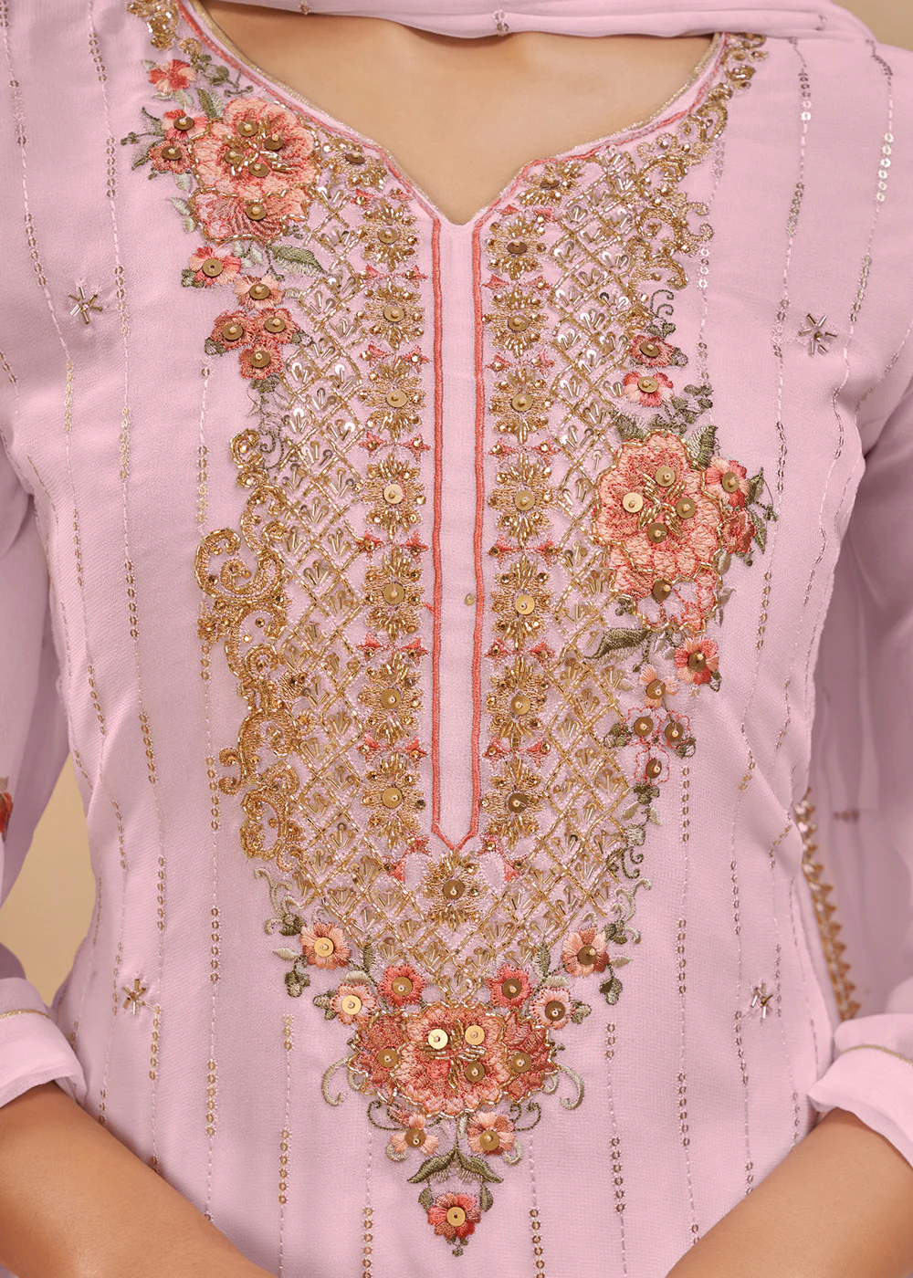 Light Pink Beautifully Embroidered Elegant Salwar Kameez - Image 4