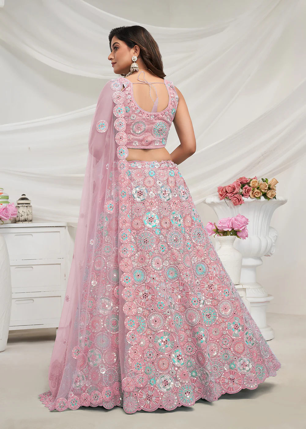Light Purple Bridal Mirror Embroidered Designer Lehenga Choli - Image 3