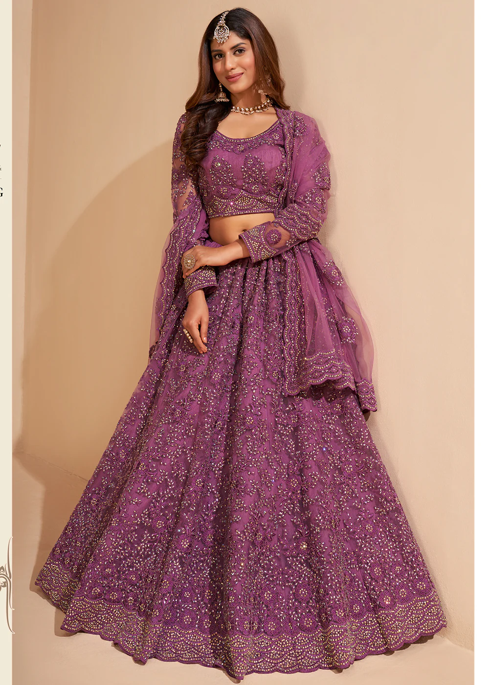 Light Purple Designer Bridesmaids Wedding Lehenga Choli - Image 3