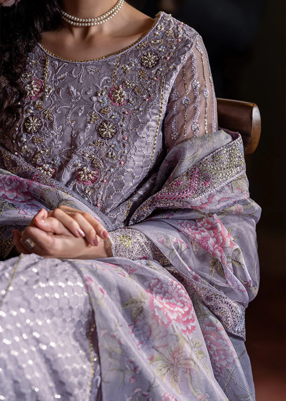 Lilac Organza Net Pakistani Suit | Mushq | Qala Kamdaani | Eira - Image 13