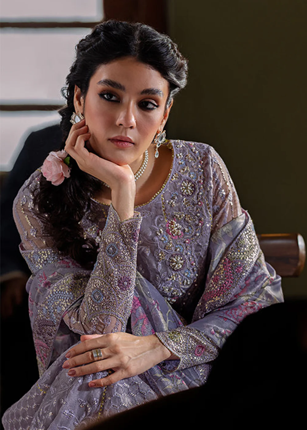 Lilac Organza Net Pakistani Suit | Mushq | Qala Kamdaani | Eira - Image 14