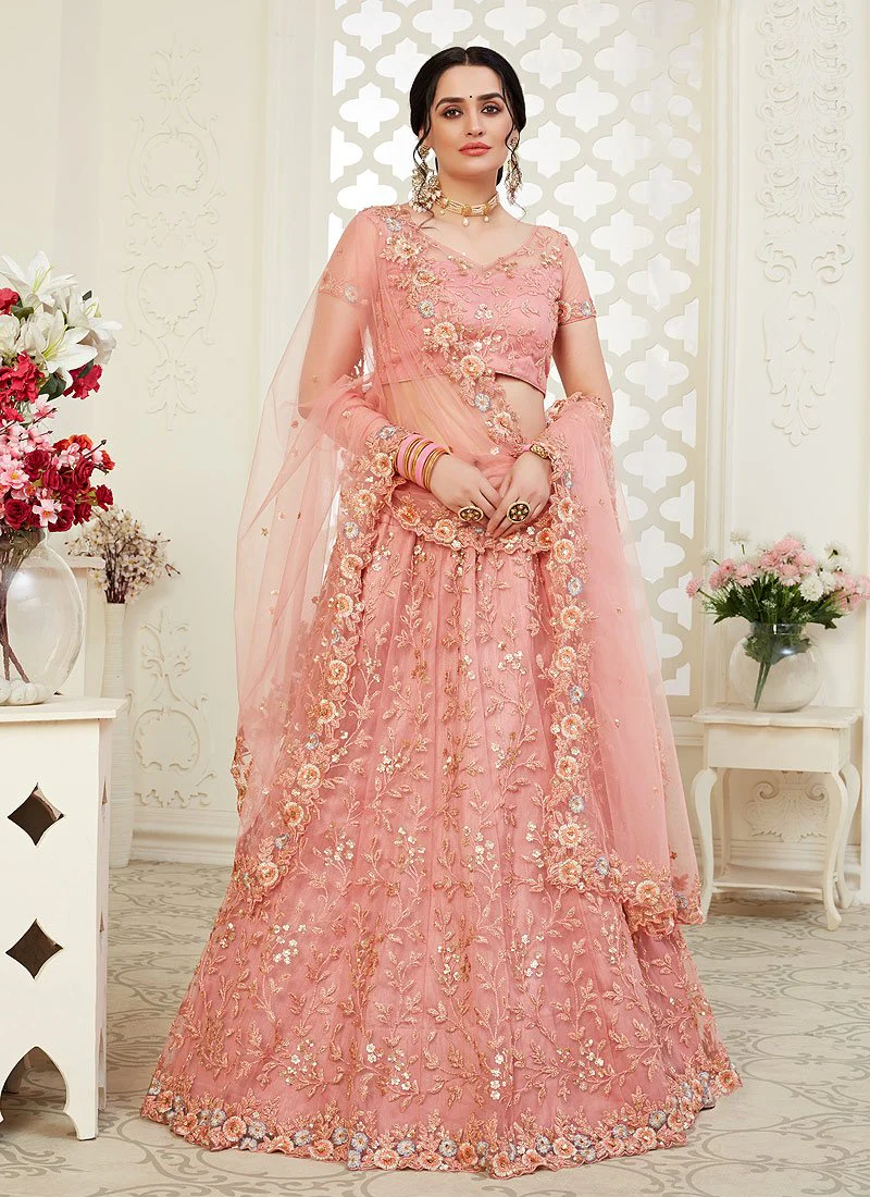 Lovable Pink Floral Embroidered Stunning Lehenga Choli
