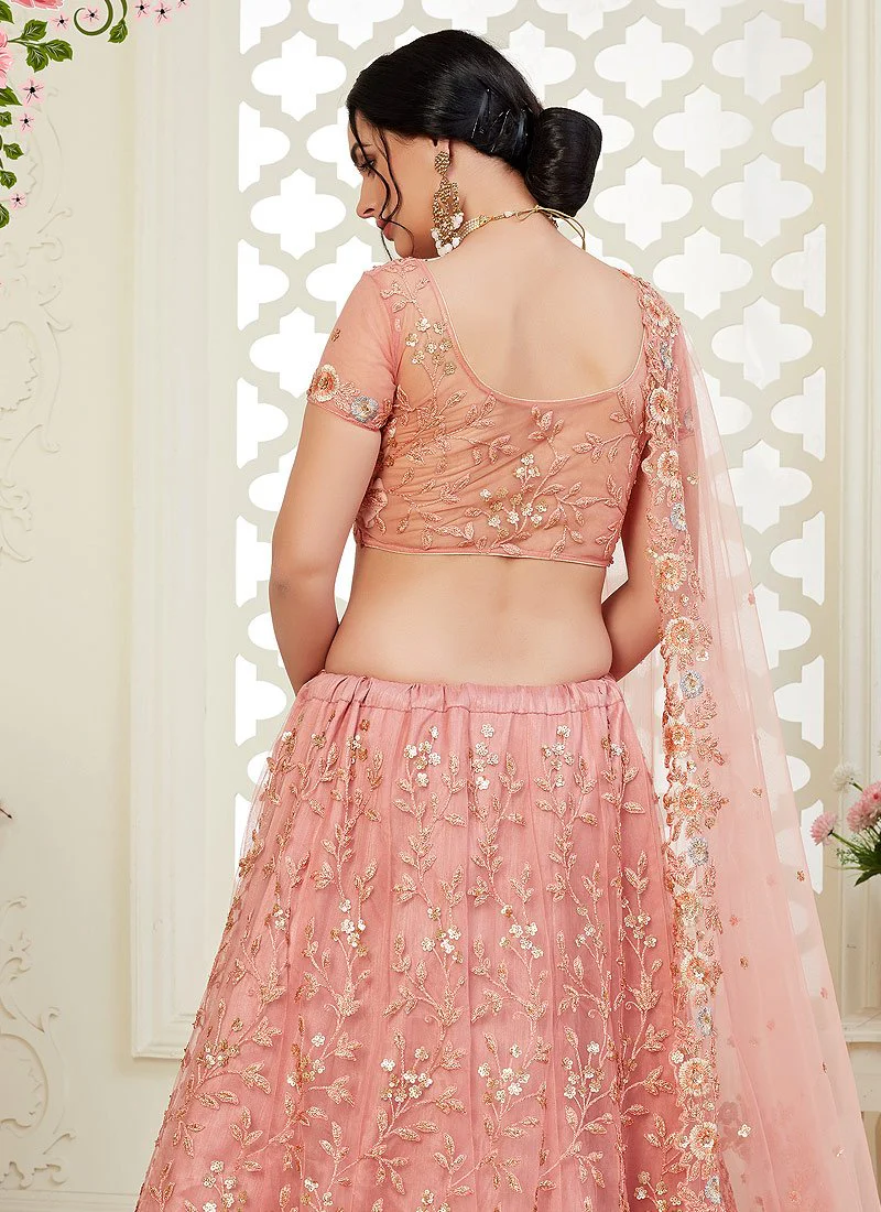 Lovable Pink Floral Embroidered Stunning Lehenga Choli - Image 3