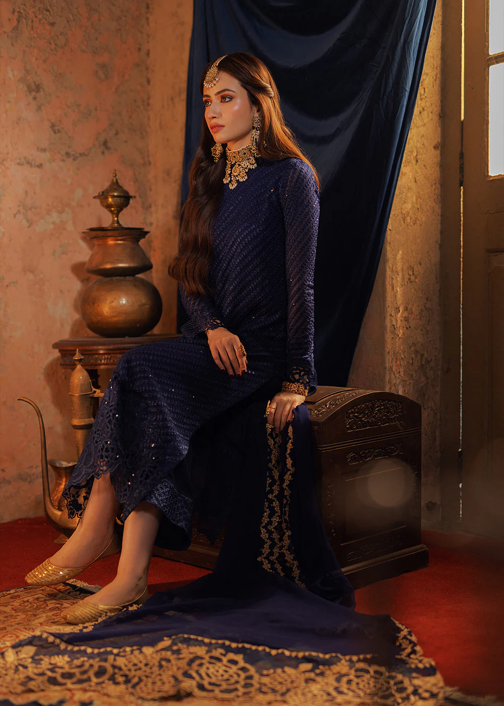 Luxe 3 Pcs Festive Embroidered Formals '24 by Azure | Aqua Serene - Image 4