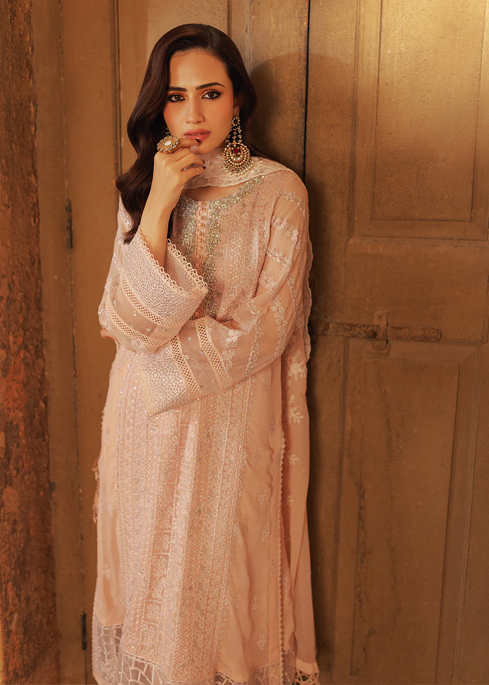Luxe 3 Pcs Festive Embroidered Formals '24 by Azure | Coral Haze - Image 2