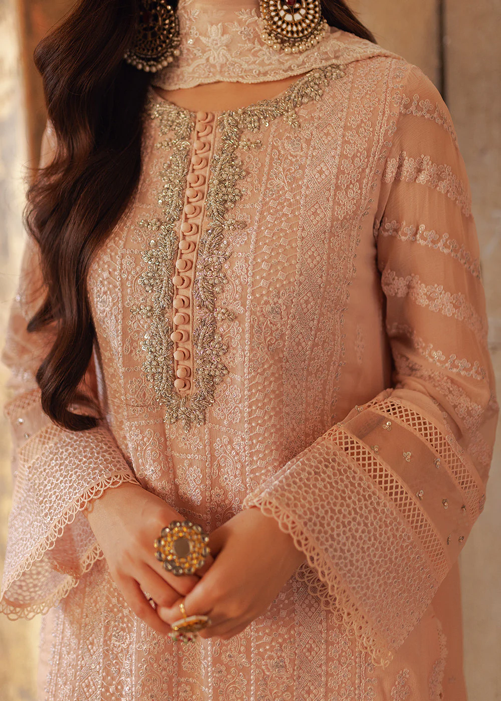 Luxe 3 Pcs Festive Embroidered Formals '24 by Azure | Coral Haze - Image 4