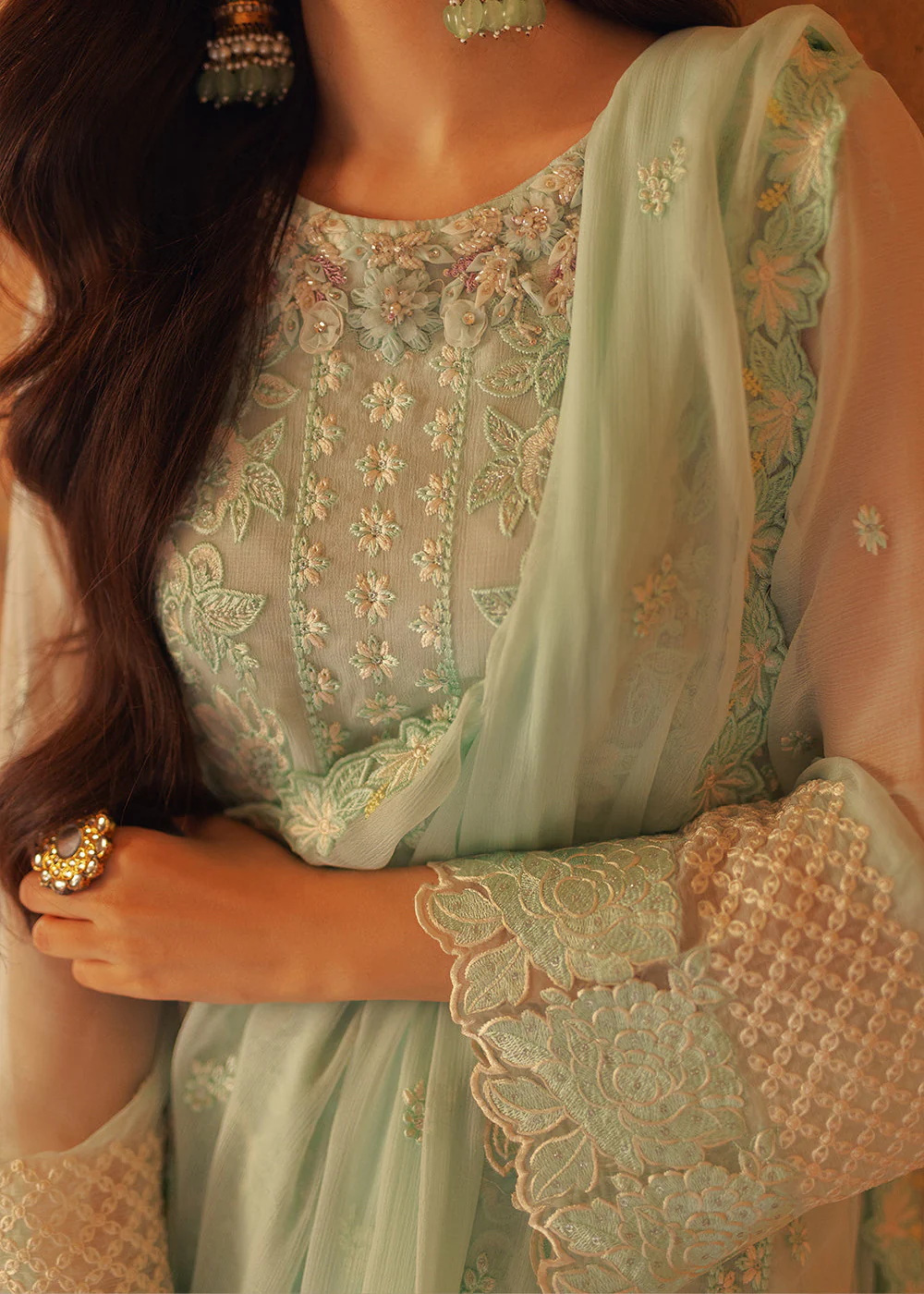 Luxe 3 Pcs Festive Embroidered Formals '24 by Azure | Floral Fern - Image 11