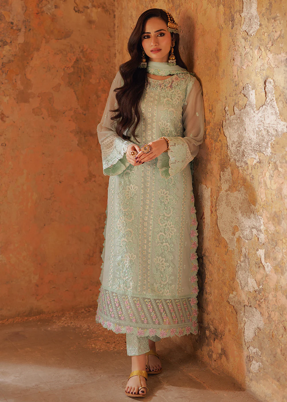 Luxe 3 Pcs Festive Embroidered Formals '24 by Azure | Floral Fern - Image 6