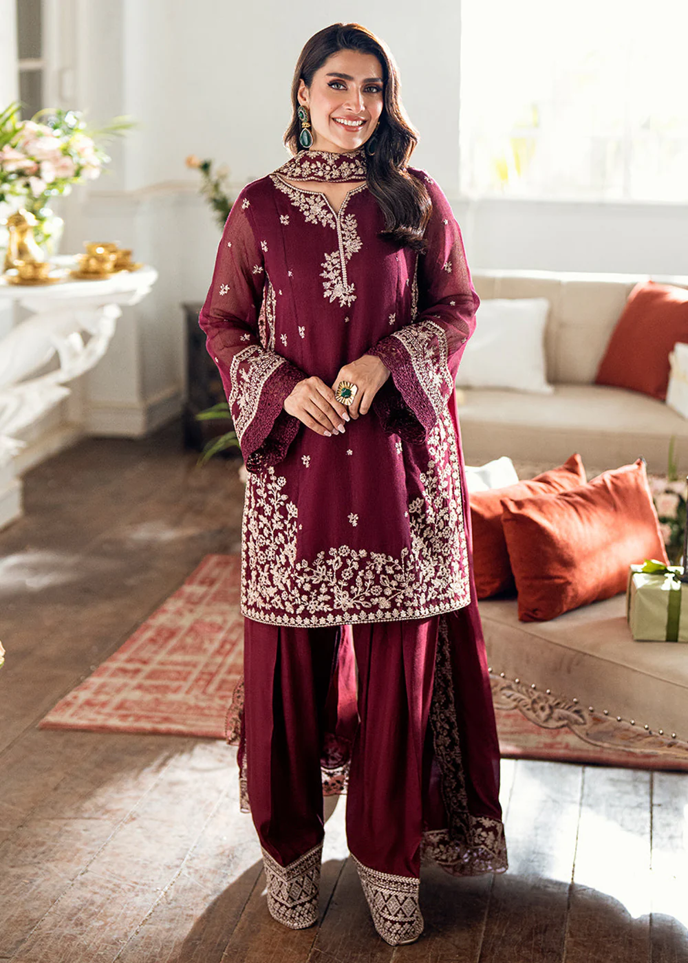 Luxe Embroidered Festive Formals '25 by Azure | Berry Dusk