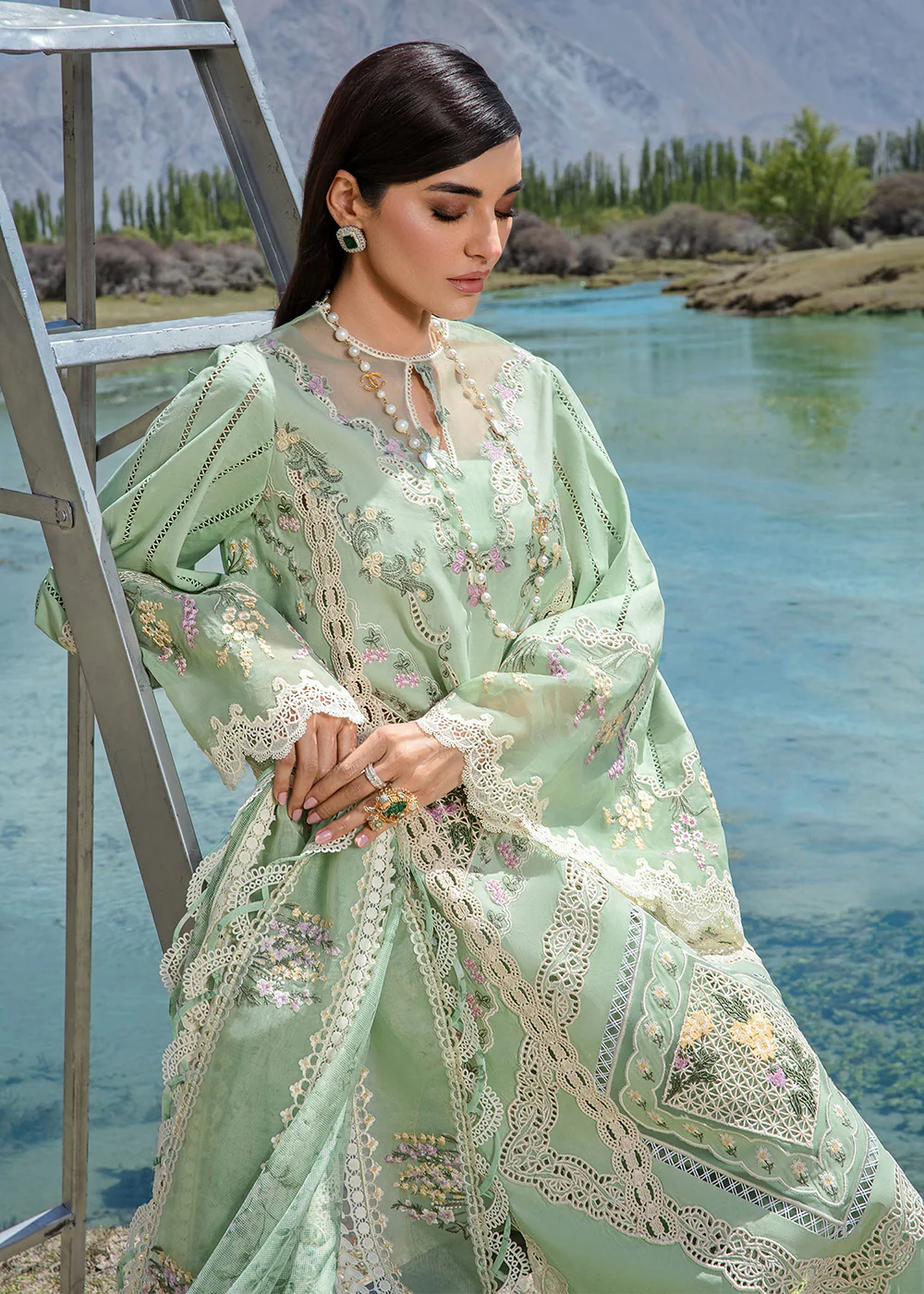 Luxury Lawn '24 by Crimson | A French Brunch - Sage - Image 3