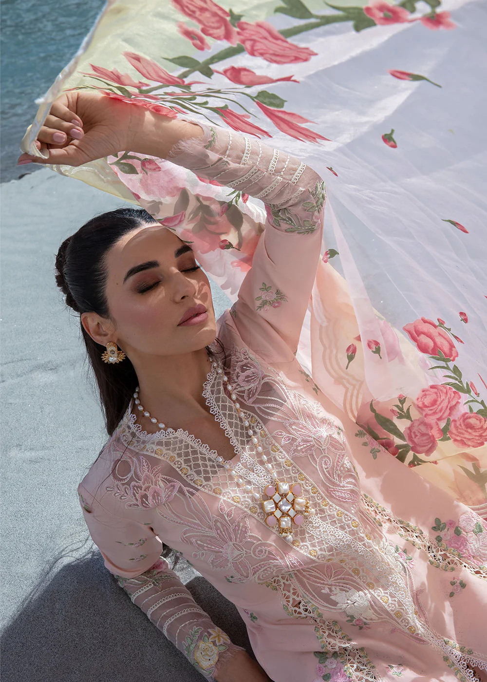 Luxury Lawn '24 by Crimson | Forget Me Not - Sorbet Pink - Image 2
