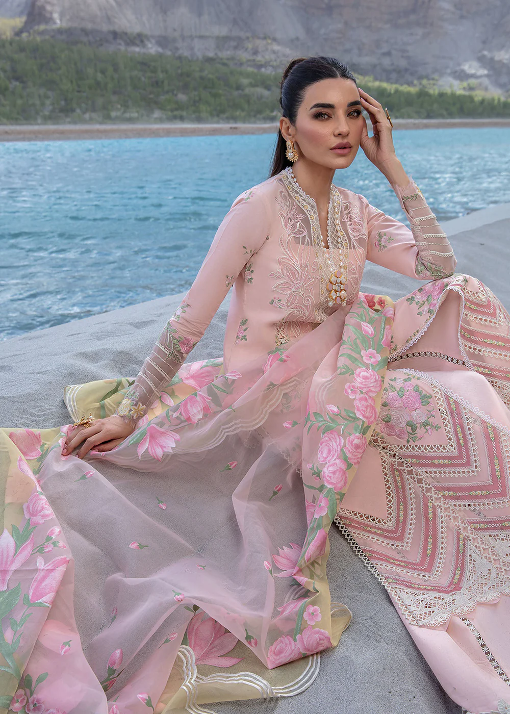 Luxury Lawn '24 by Crimson | Forget Me Not - Sorbet Pink - Image 3