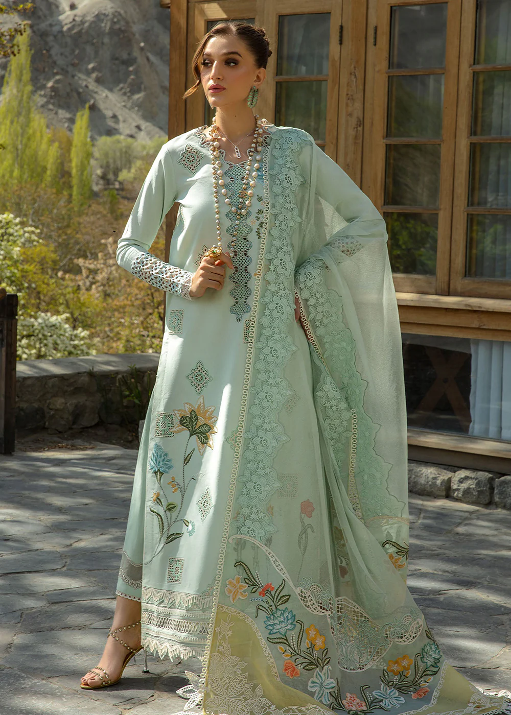 Luxury Lawn '24 by Crimson | Into The Wild - Aqua - Image 3