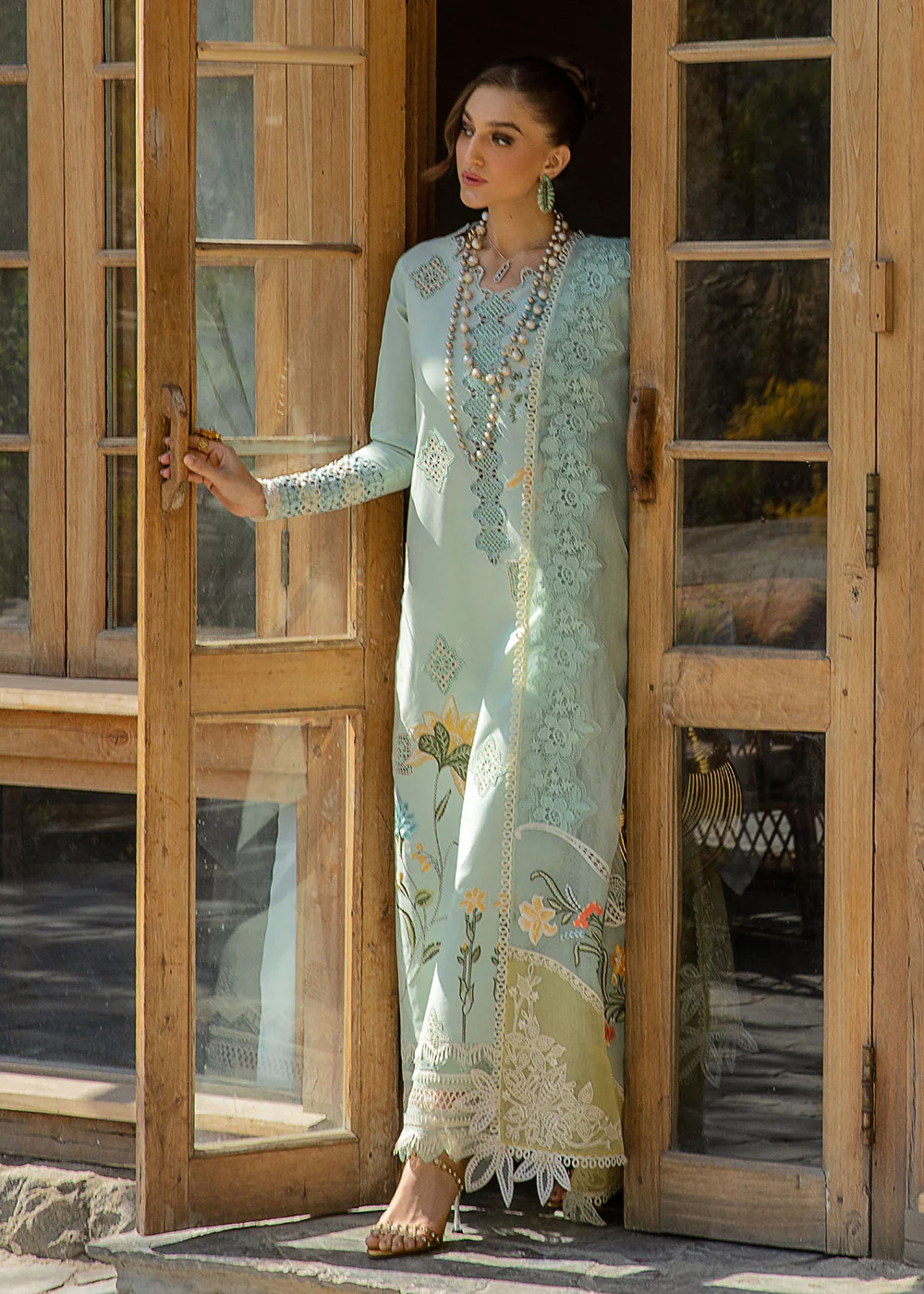 Luxury Lawn '24 by Crimson | Into The Wild - Aqua - Image 4