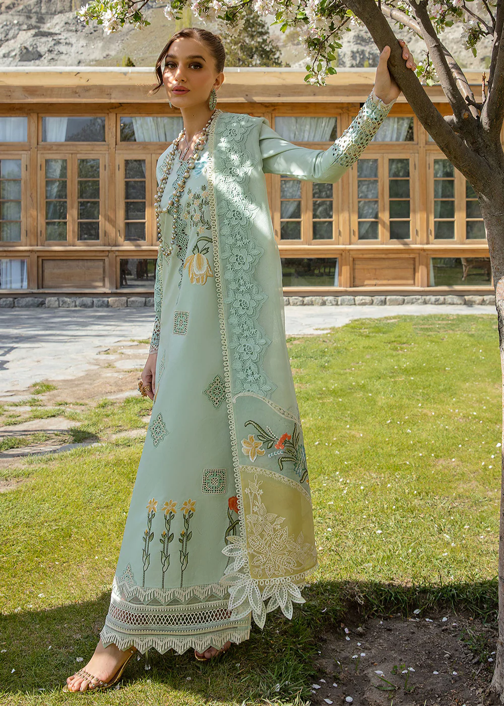 Luxury Lawn '24 by Crimson | Into The Wild - Aqua - Image 5