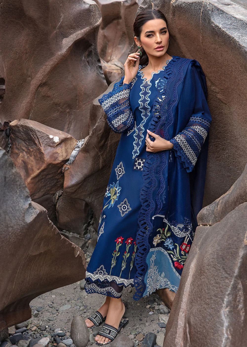 Luxury Lawn '24 by Crimson | Into The Wild - Midnight Blue - Image 3