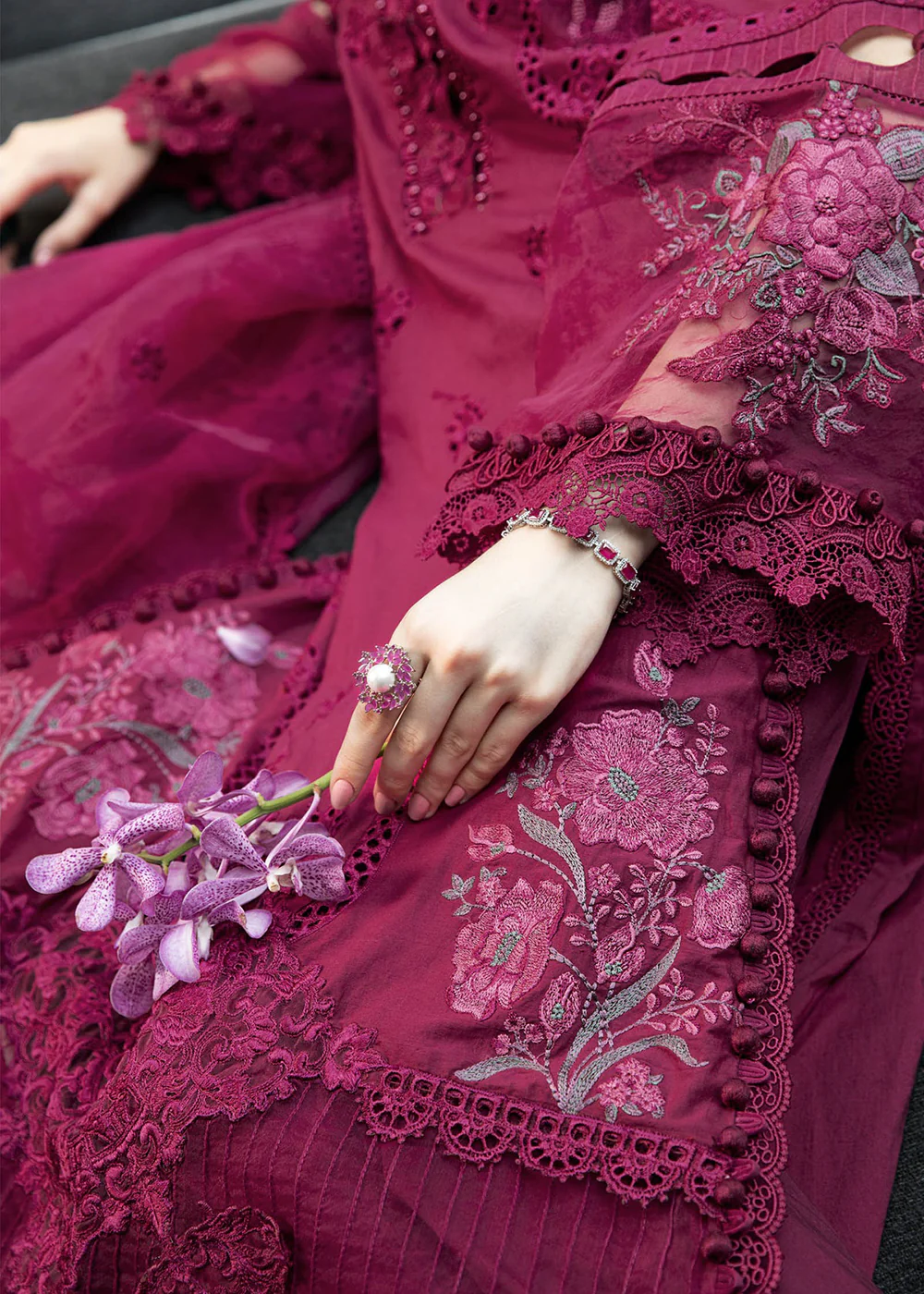 Magenta Embroidered Suit - Maria B Lawn Eid Collection 2023 - EL-23-09 - Image 4