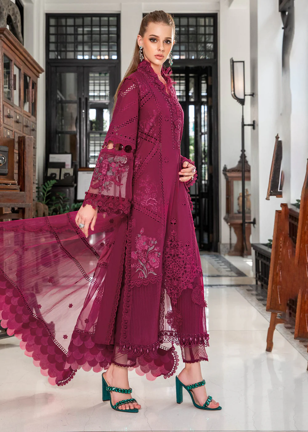 Magenta Embroidered Suit - Maria B Lawn Eid Collection 2023 - EL-23-09 - Image 8