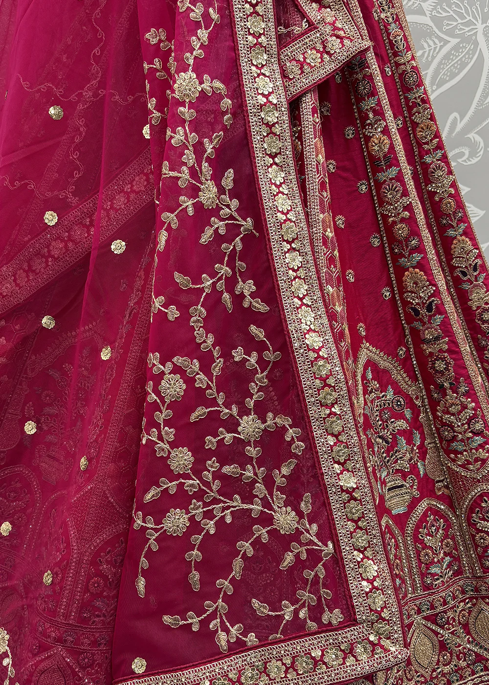 Magenta Ghadwal Silk Premium Embroidered Lehenga Choli - Image 7