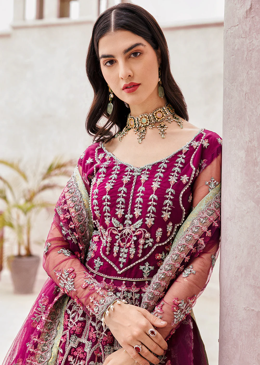 Magenta Maxi Dress | Emaan Adeel | Mirha Wedding Edition '23 | MH-202 - Image 2
