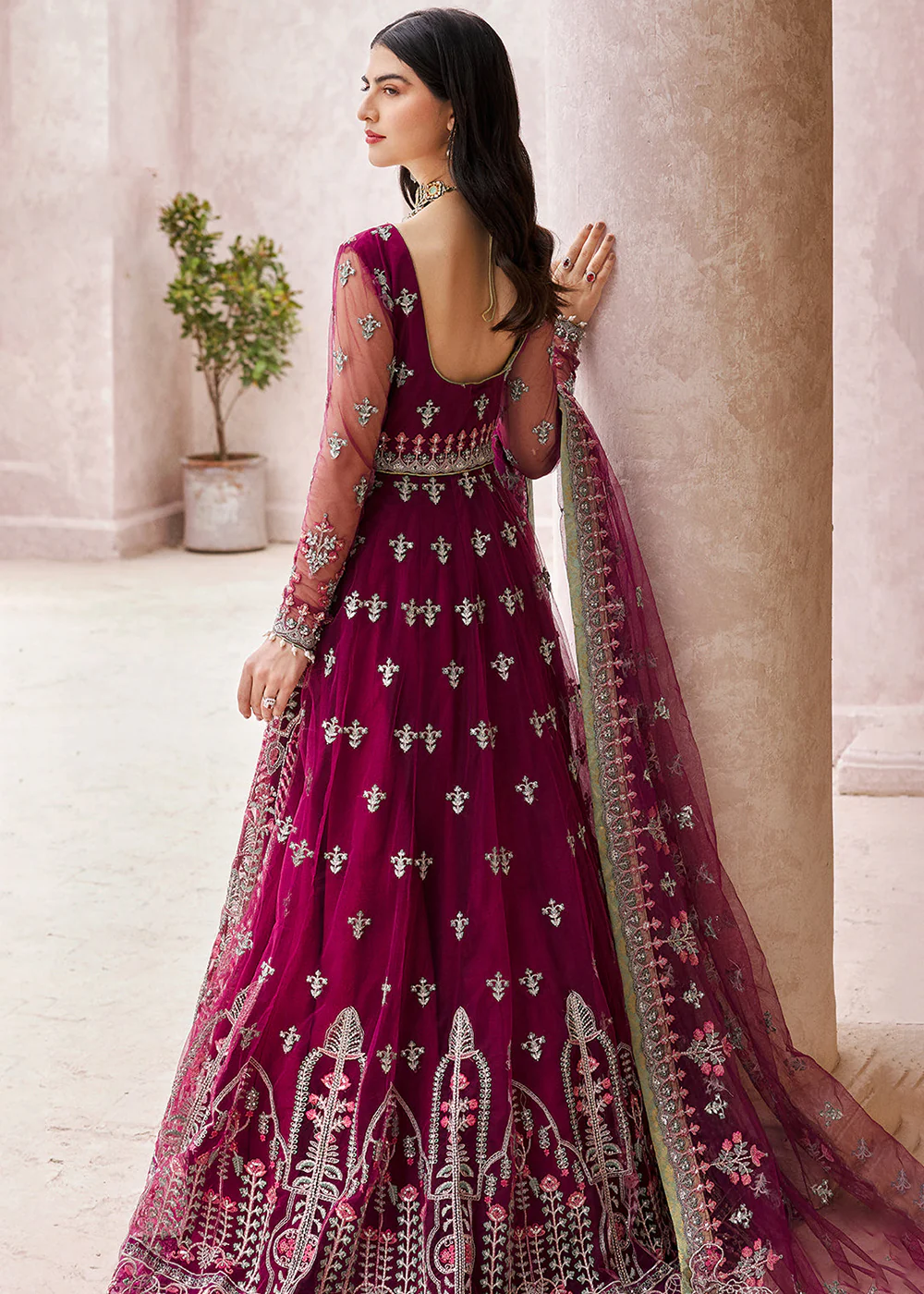 Magenta Maxi Dress | Emaan Adeel | Mirha Wedding Edition '23 | MH-202 - Image 3