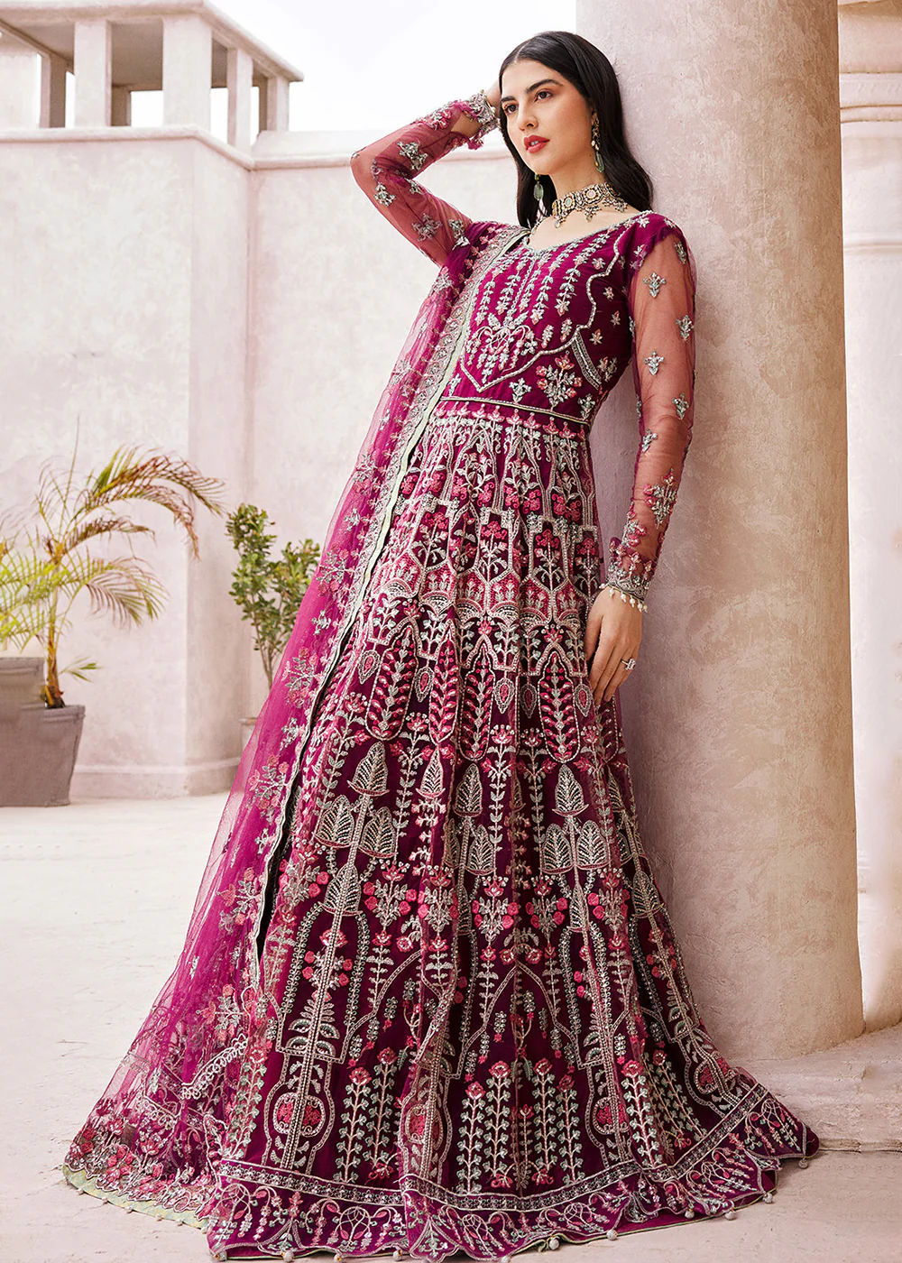 Magenta Maxi Dress | Emaan Adeel | Mirha Wedding Edition '23 | MH-202 - Image 4