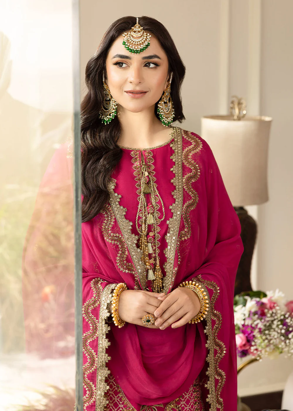 Magenta Pink Suit - Maahru, Noorie & Meerub '23 by Asim Jofa - AJSM-28 - Image 5