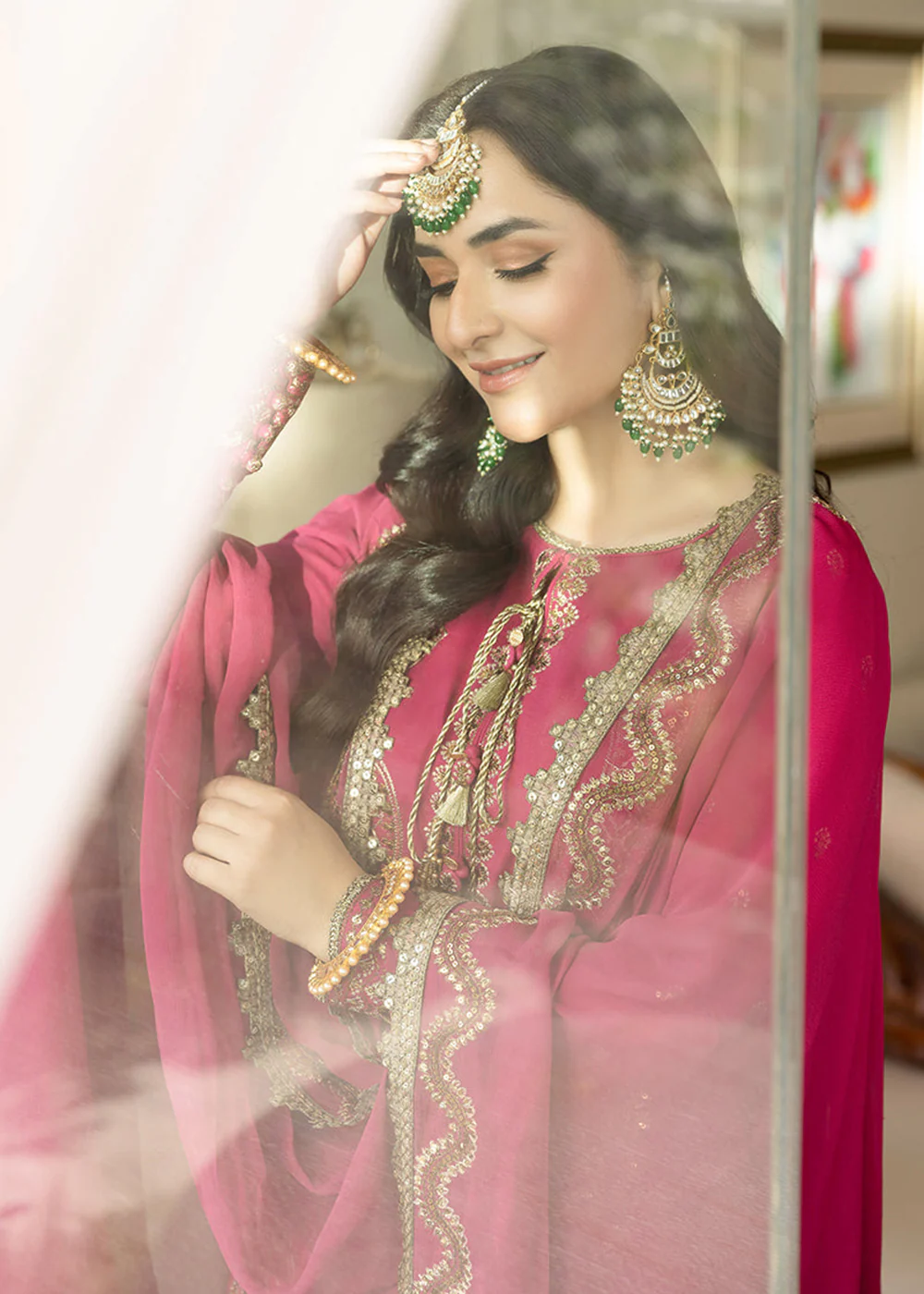 Magenta Pink Suit - Maahru, Noorie & Meerub '23 by Asim Jofa - AJSM-28 - Image 6