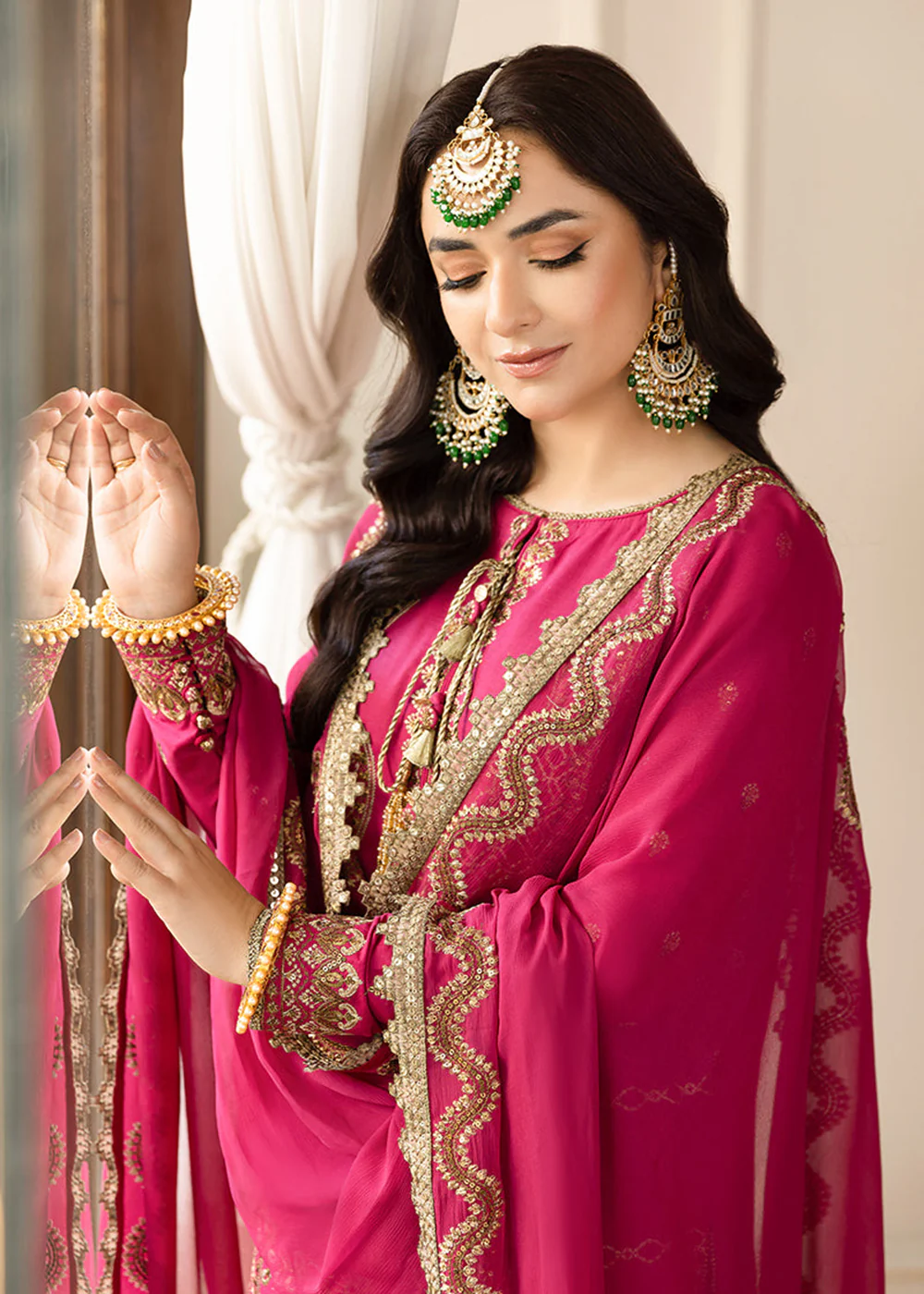 Magenta Pink Suit - Maahru, Noorie & Meerub '23 by Asim Jofa - AJSM-28 - Image 8