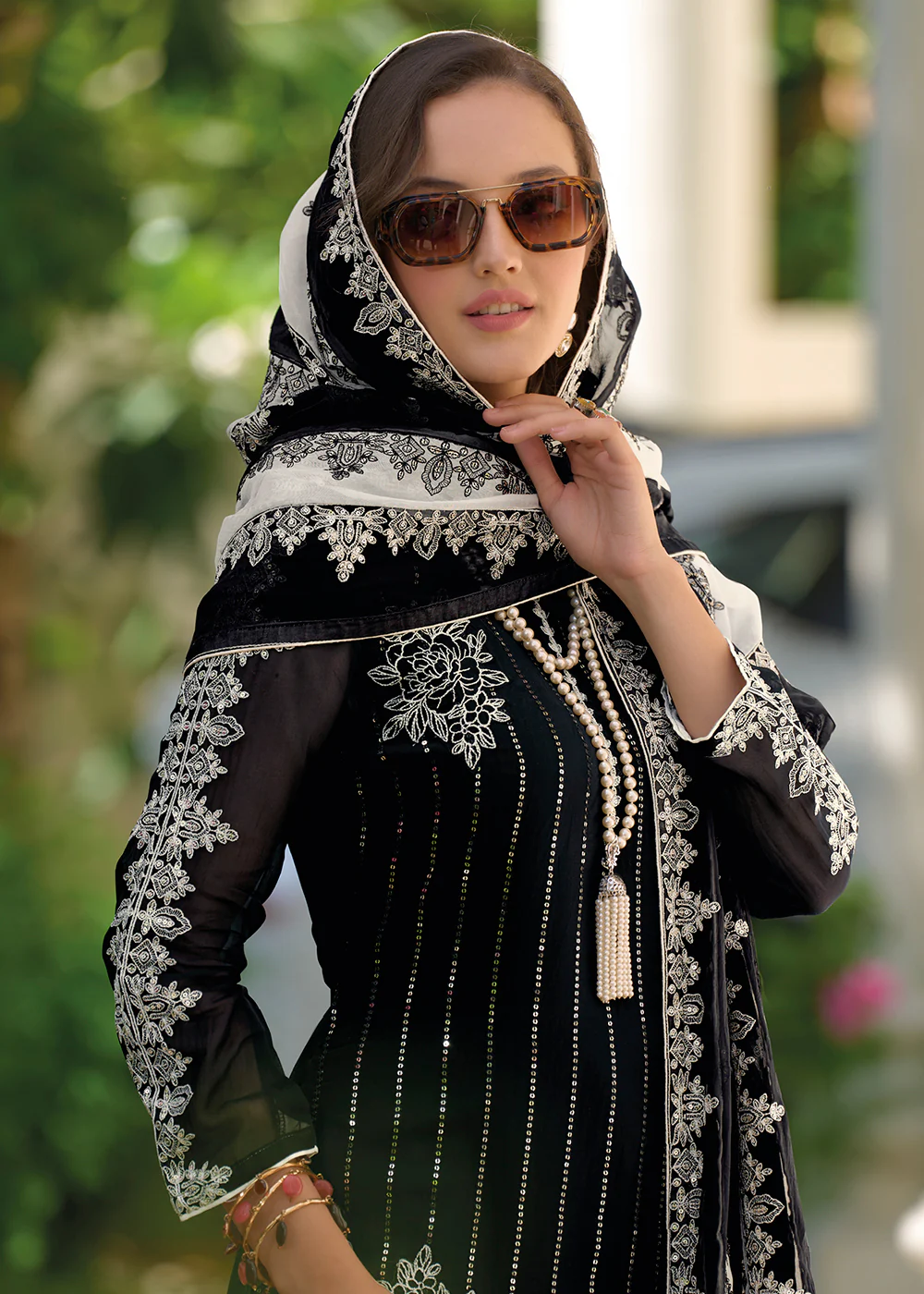 Magnificent Black Organza Fancy Trendy Salwar Suit - Image 5