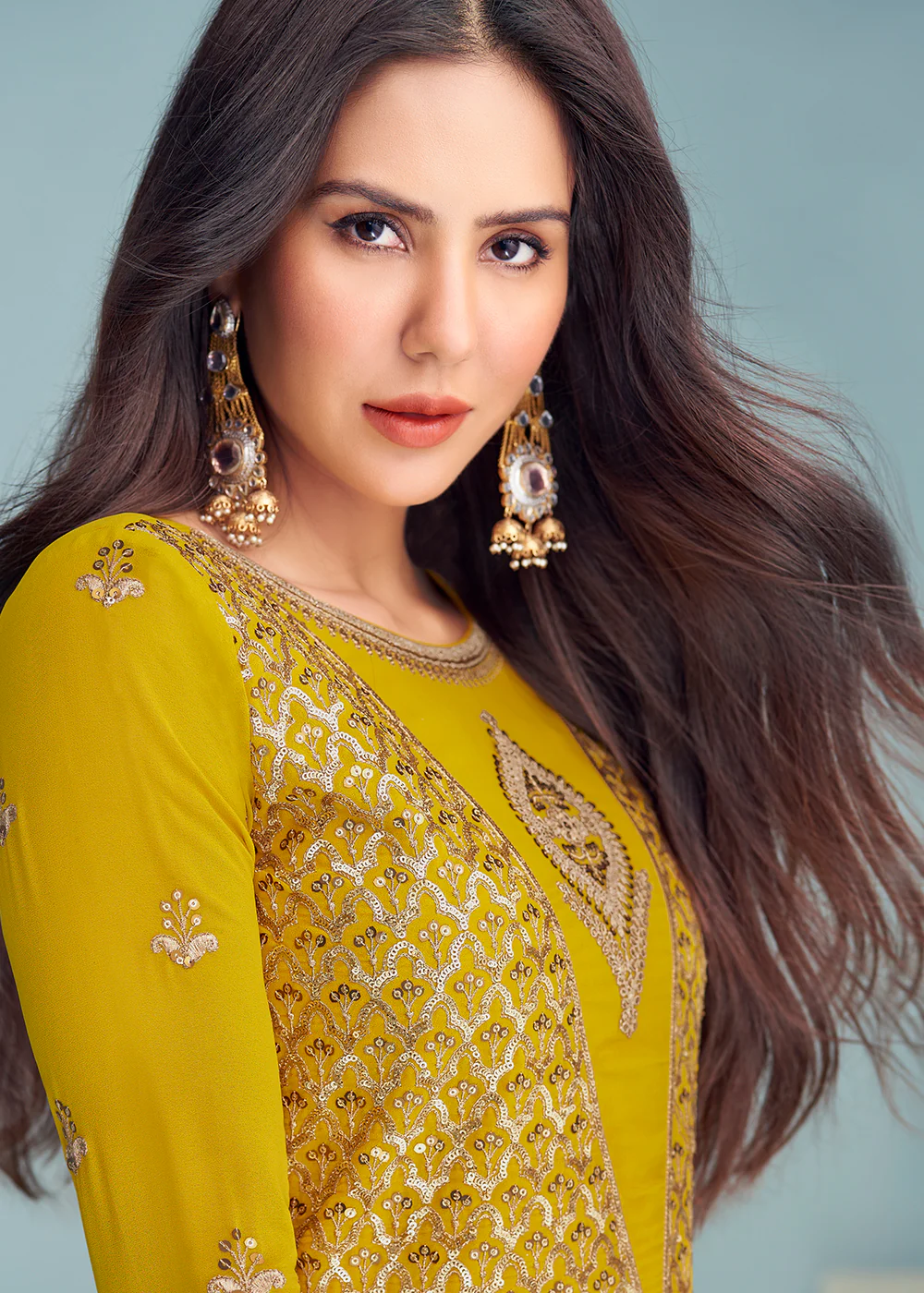 Maize Haldi Yellow Wedding Wear Designer Anarkali Suit - Image 2