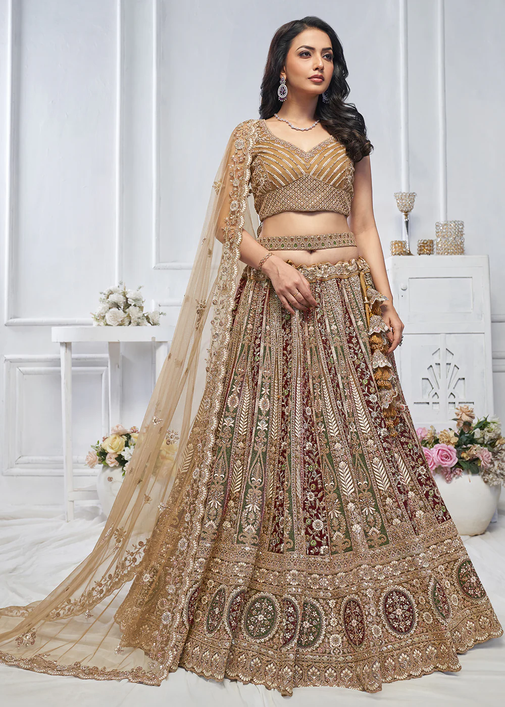 Majestic Mustard Heavy Embroidered Reception Lehenga Choli