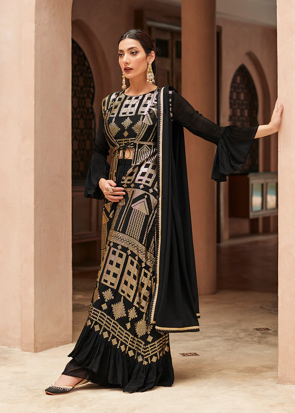 Marvelous Black Georgette Party Wear Lehenga Choli with Jacket - Image 3