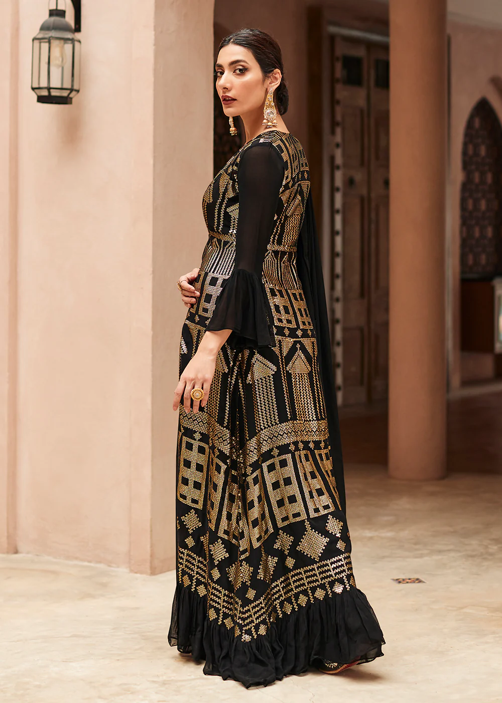 Marvelous Black Georgette Party Wear Lehenga Choli with Jacket - Image 4