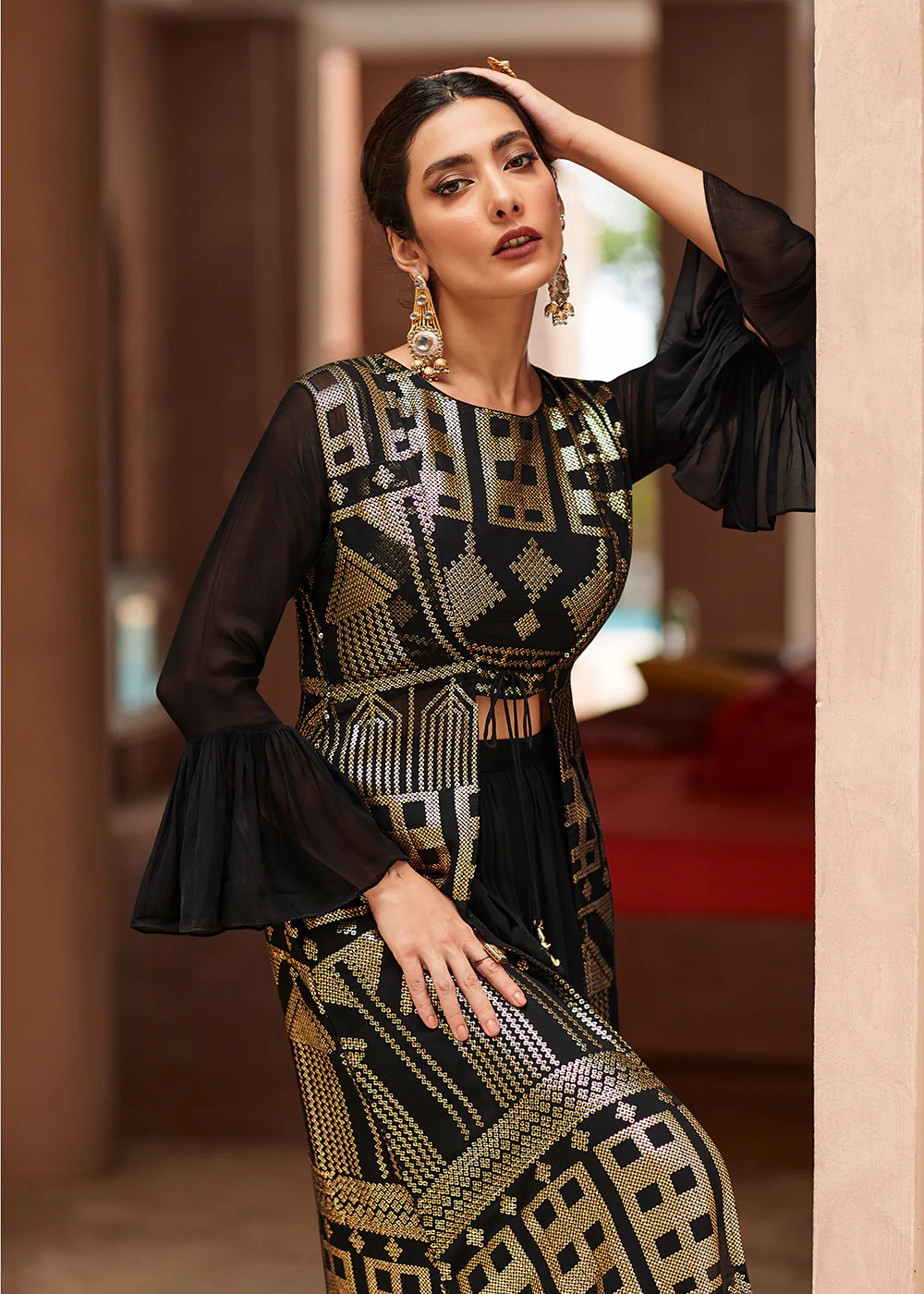 Marvelous Black Georgette Party Wear Lehenga Choli with Jacket - Image 5