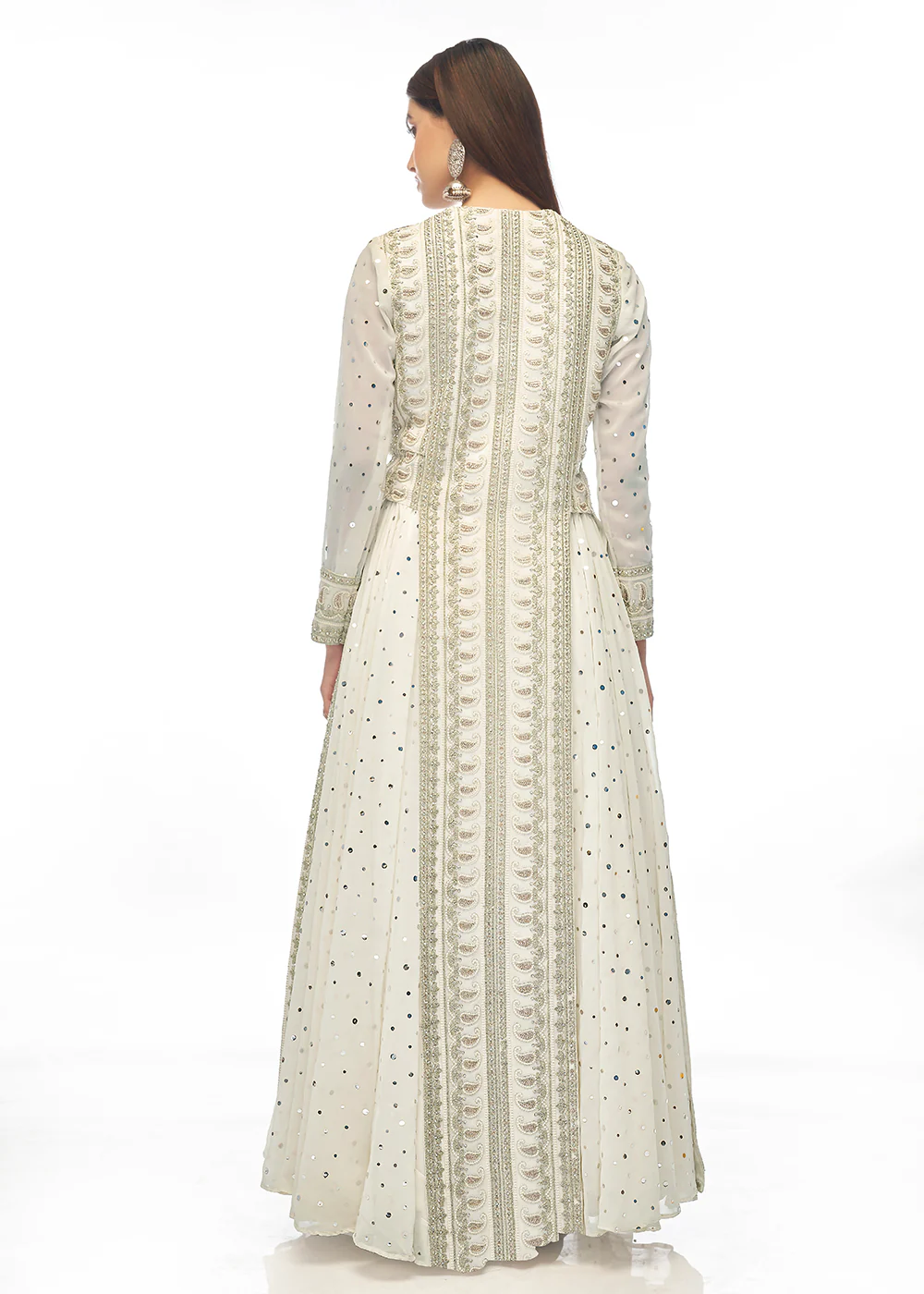 Malta White Paneled Georgette Skirt Anarkali Suit - Image 4