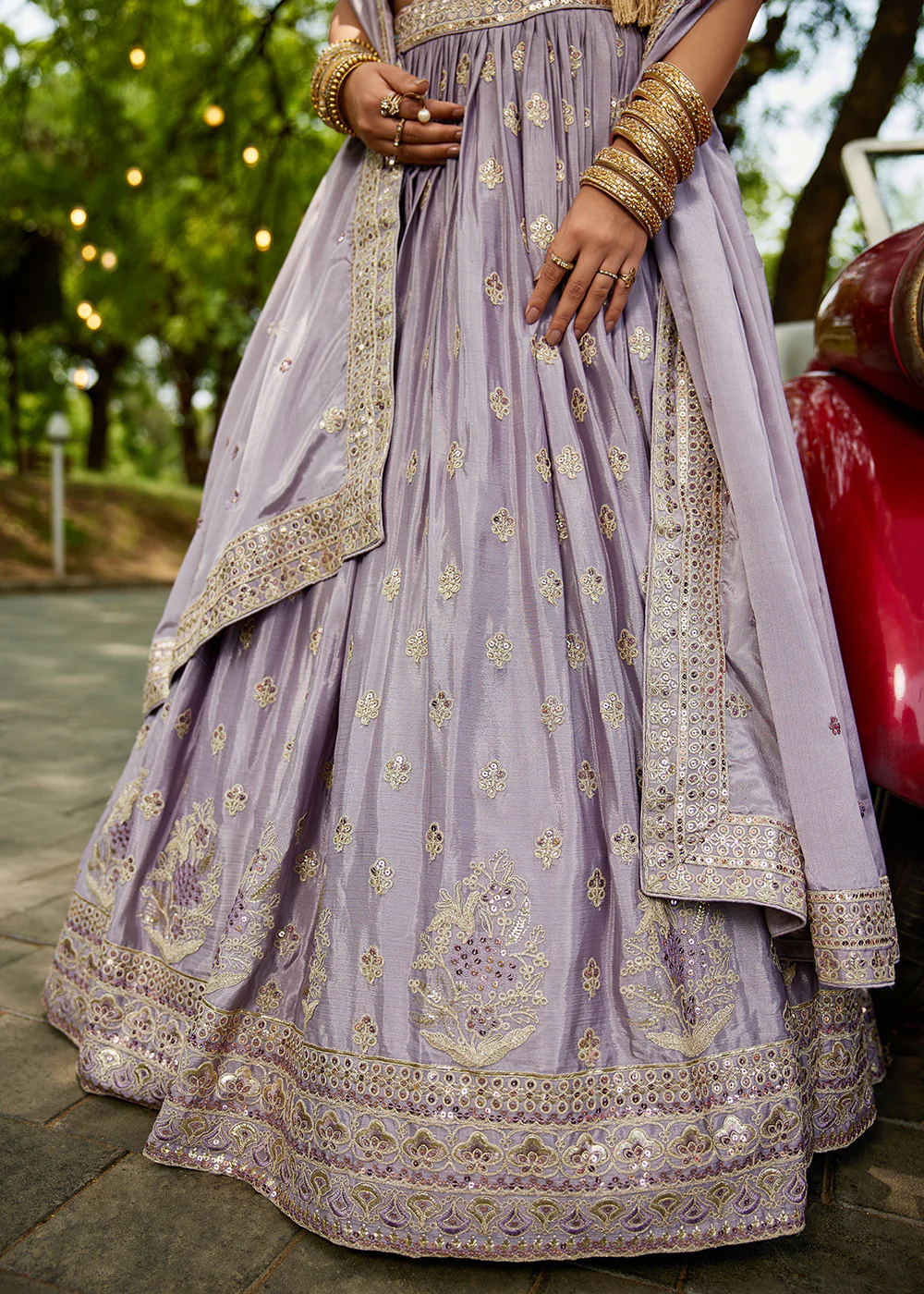 Mauve Cording Embroidered Wedding Lehenga Choli - Image 7