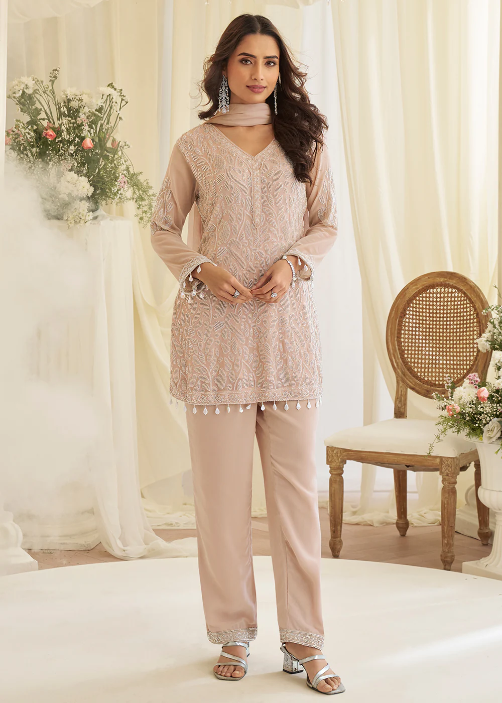Mauve Eid Style & Festive Wear Pant Style Salwar Suit