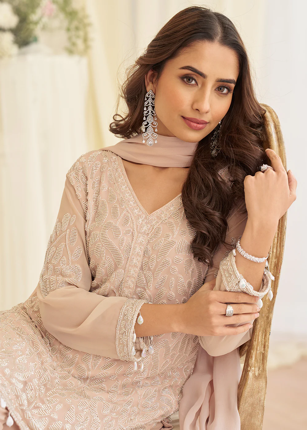 Mauve Eid Style & Festive Wear Pant Style Salwar Suit - Image 2