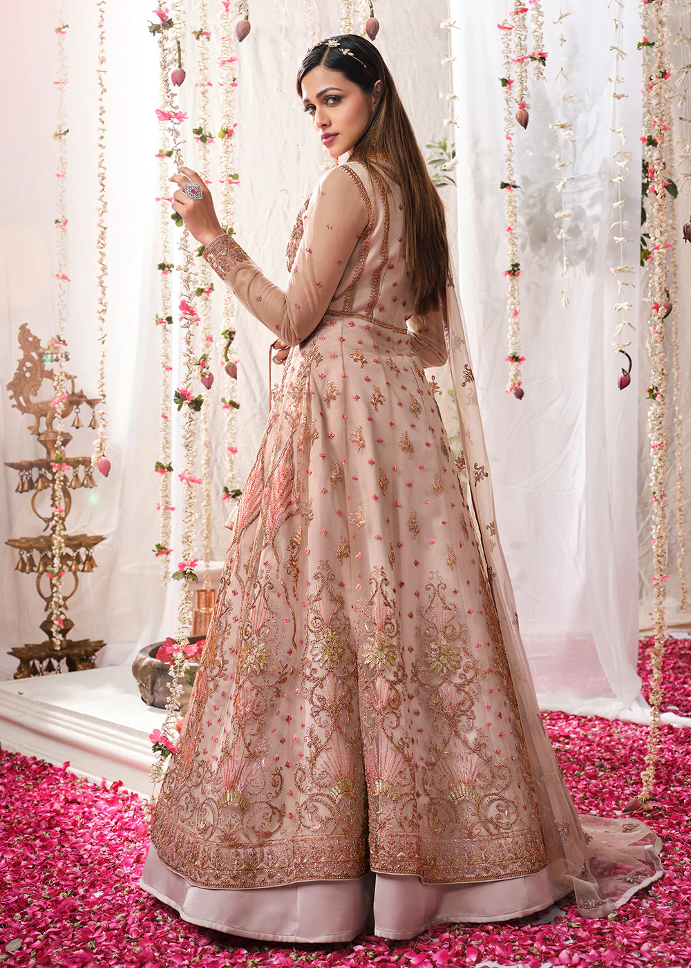 Mauve Pink Wedding Festive Floor Length Anarkali Suit - Image 4