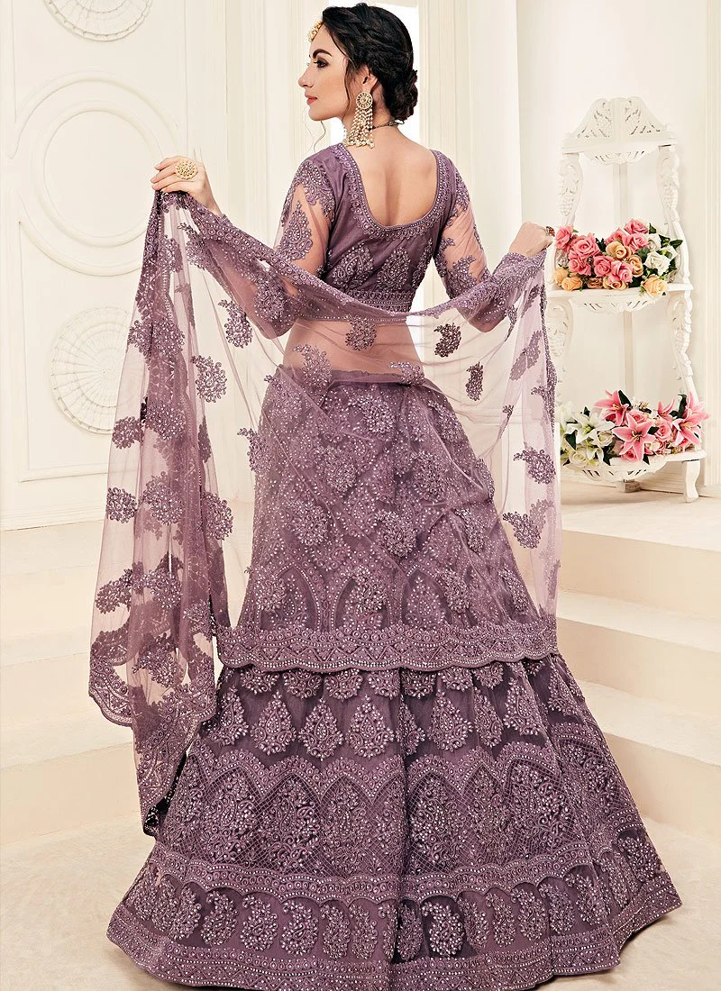 Mauve Purple A Line Trendy Wedding Lehenga Choli - Image 4